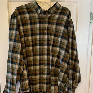 Eddie Bauer Green and Orange Plaid Flannel